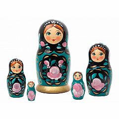 Nesting Doll - Teal Classical Art 5 Piece
